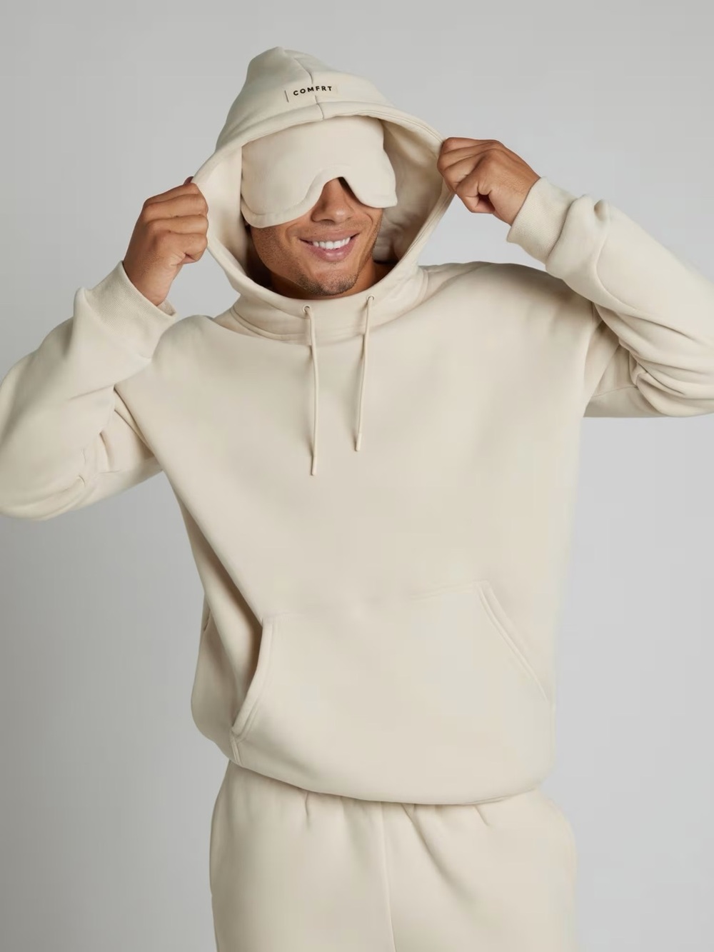 Comfrt DND airplane mode hoodie in bone
